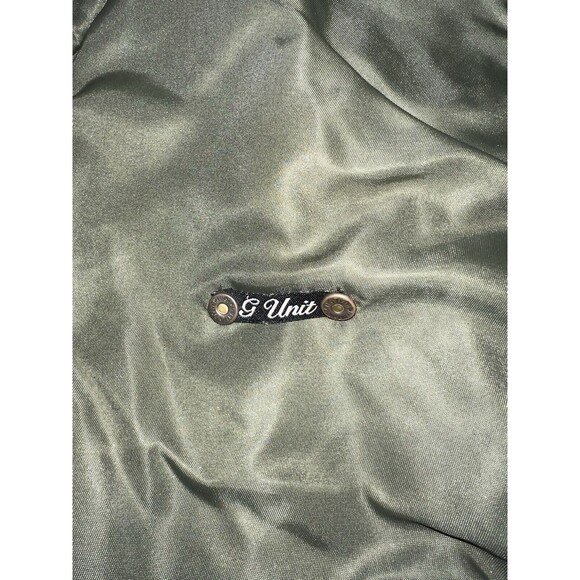 G Unit Mens XL Green Orange Flyers Pockets Full Zip Bomber Jacket Heavyweight - Picture 6 of 7